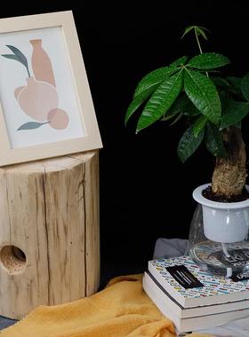 实木圆墩原木树桩木桩摆件雕墩子插花换鞋坐墩客厅简约茶几木墩子