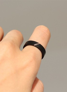 木丘星轨黑檀木戒x指镶铜简约指环个性尾戒