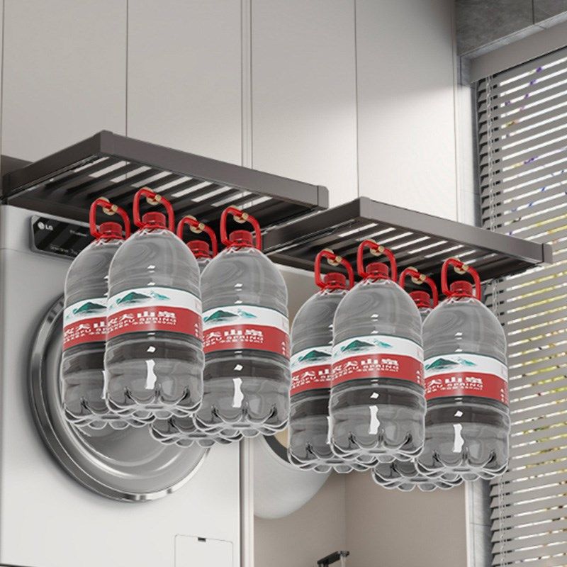 洗衣机抽拉衣架阳台隐形隐藏式晾衣架上方裤架伸T缩滑轨超薄免打,淘宝优惠券,粉丝福利购,淘宝优惠卷