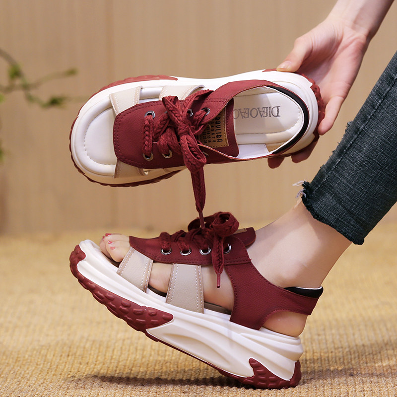 老爹运动凉鞋女夏季2023年新款时尚超火厚底增高6Tcm休闲凉鞋轻便,淘宝优惠券,粉丝福利购,淘宝优惠卷