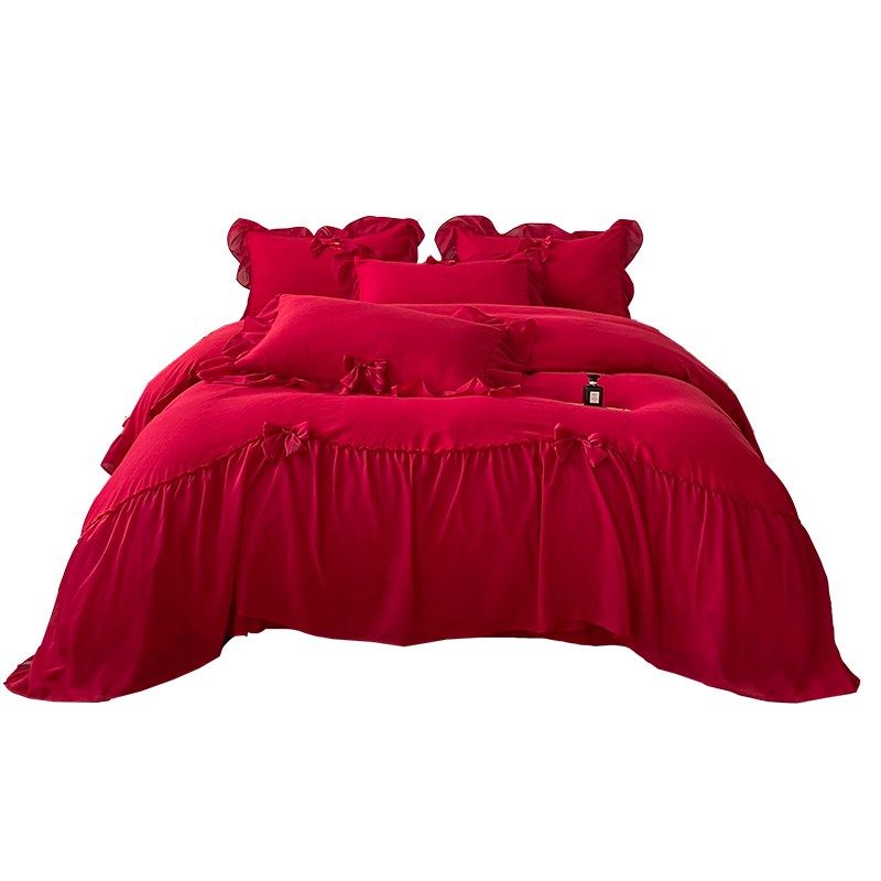 简约公主结婚四件套大红色新婚陪嫁被套M婚庆床上用品婚房备婚,淘宝优惠券,粉丝福利购,淘宝优惠卷