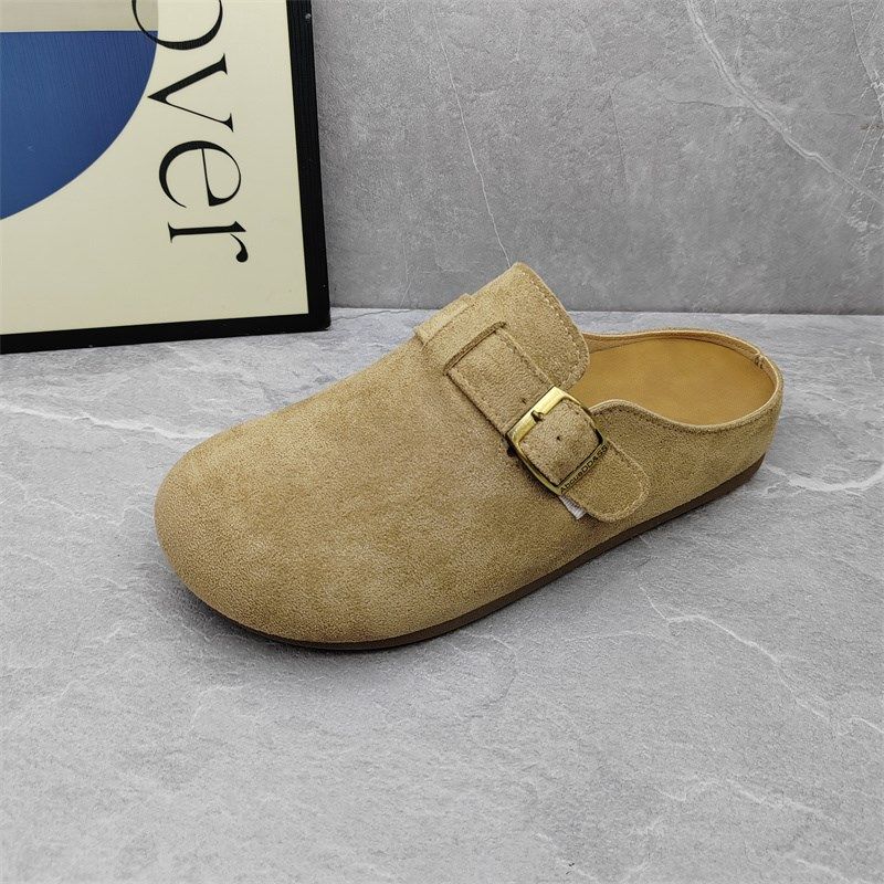 春季女鞋4厘米厚底绒面休闲w包头半拖博肯鞋磨砂皮小单鞋平底拖鞋,淘宝优惠券,粉丝福利购,淘宝优惠卷