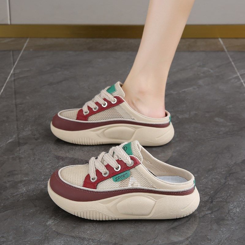 女鞋踩屎感包头半拖鞋女r夏季外穿孕妇镂空网鞋34码厚底一脚蹬凉,淘宝优惠券,粉丝福利购,淘宝优惠卷