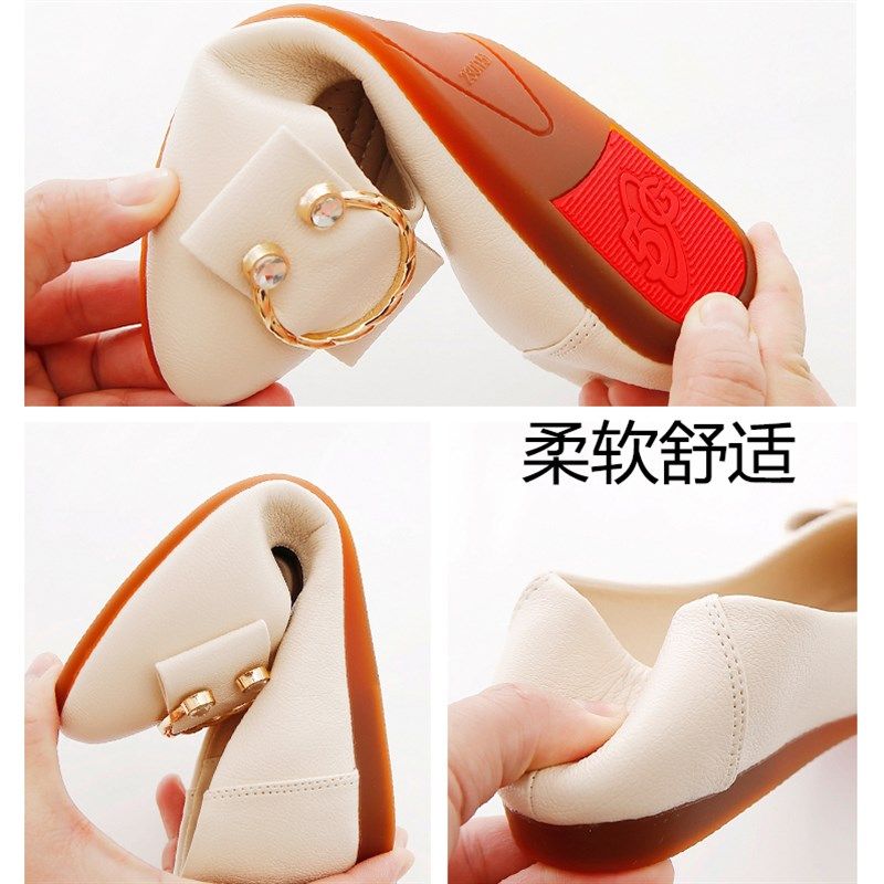 单鞋女平底鞋2025年春秋新款女鞋D子百搭豆豆鞋软底软皮防滑妈妈,淘宝优惠券,粉丝福利购,淘宝优惠卷