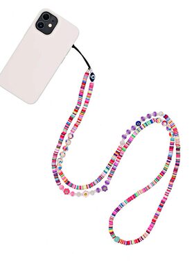 甄选KKBEAD日韩风小众彩色玻璃米珠水晶风铃斜跨长款手机链挂件饰