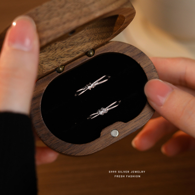 s999足银同心结情侣对戒简约高级感小众设计千千结戒指情人节礼物 - 图1