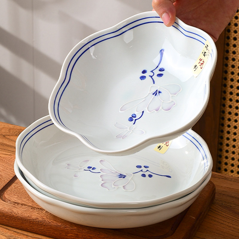 陶瓷餐具套装碗碟釉下彩碗盘家用吃饭碗面碗汤碗菜碗高脚中式风格,淘宝优惠券,粉丝福利购,淘宝优惠卷