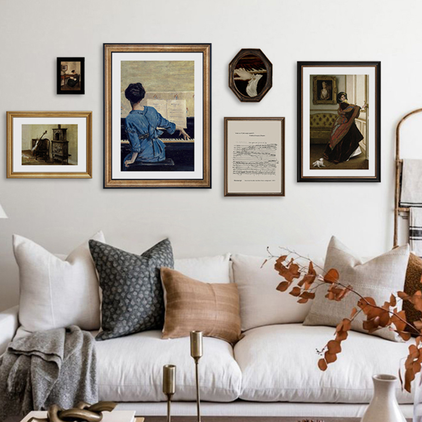 美式复古客厅装饰画人物风景组合墙上挂画卧室书房沙发背景墙壁画,淘宝优惠券,粉丝福利购,淘宝优惠卷