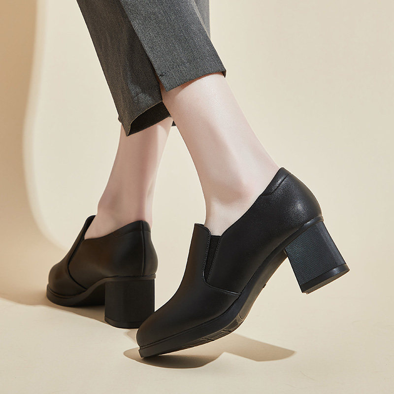 秋冬季深口女单鞋粗跟p软底高跟工作鞋5.5cm圆头加绒棉皮鞋正装鞋,淘宝优惠券,粉丝福利购,淘宝优惠卷