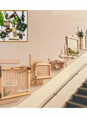幼儿园展示板楼道走廊墙面装饰环创作品文化展示墙网格实木展示框