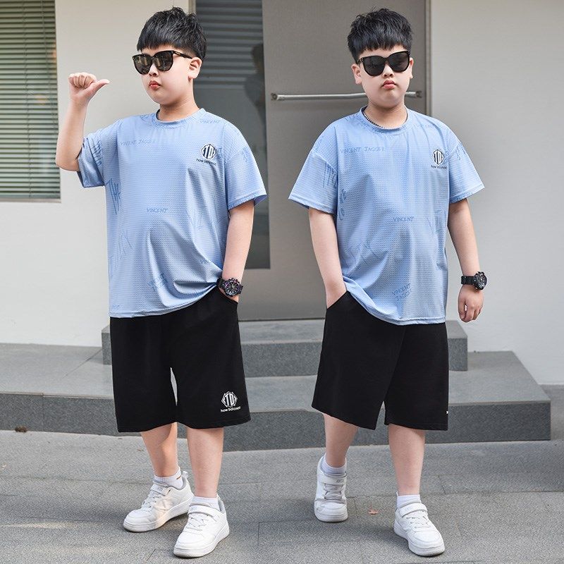 胖男童速干衣运动套装加肥加大码夏季薄款儿童冰丝短袖篮球训练服,淘宝优惠券,粉丝福利购,淘宝优惠卷