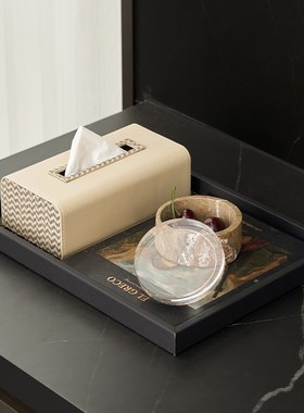 新中式样板房客厅角几茶几饰品陶瓷花瓶软装设计托盘花器组合摆件