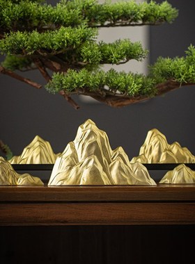 日照金山陶瓷假山摆件创意枯山水沙盘造景家居玄关柜台桌面装饰品