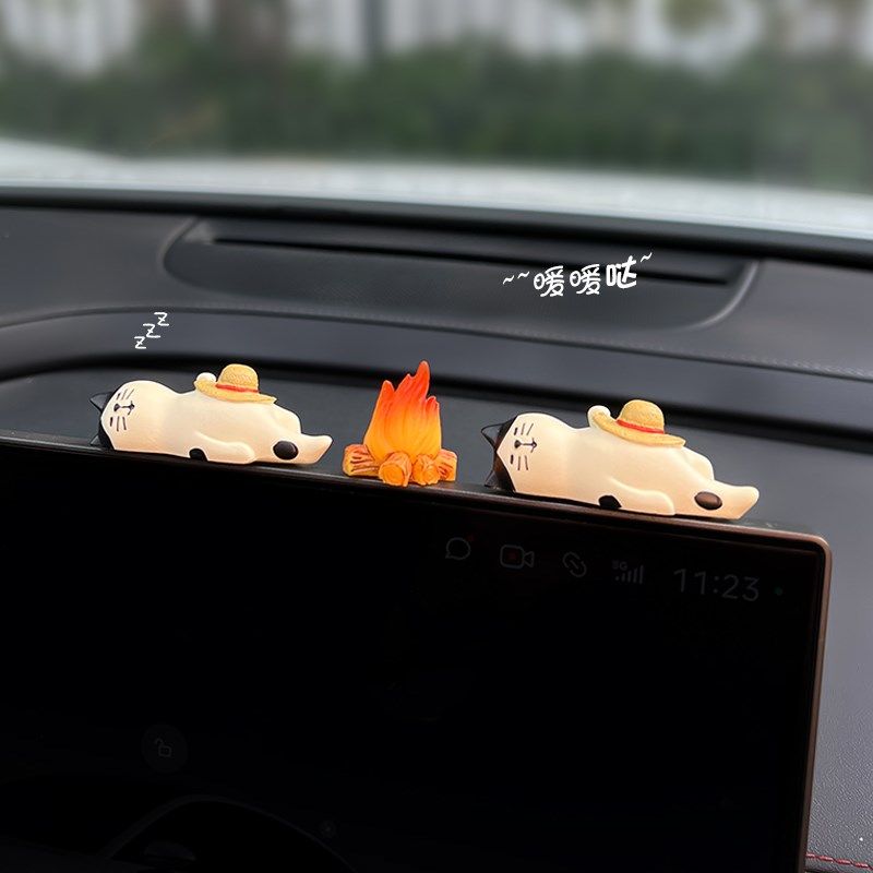 烤火猫咪摆件车载显示屏汽车中控台摆件创意可爱车内装饰品公仔,淘宝优惠券,粉丝福利购,淘宝优惠卷