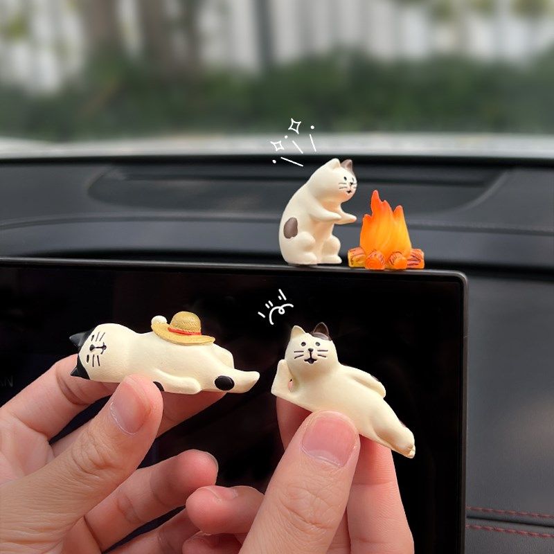 烤火猫咪摆件车载显示屏汽车中控台摆件创意可爱车内装饰品公仔,淘宝优惠券,粉丝福利购,淘宝优惠卷