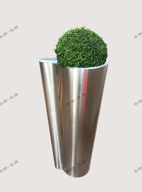 定制不锈钢花盆种植盆花钵花器金属花瓶落地大花器绿植盆圆形花盆