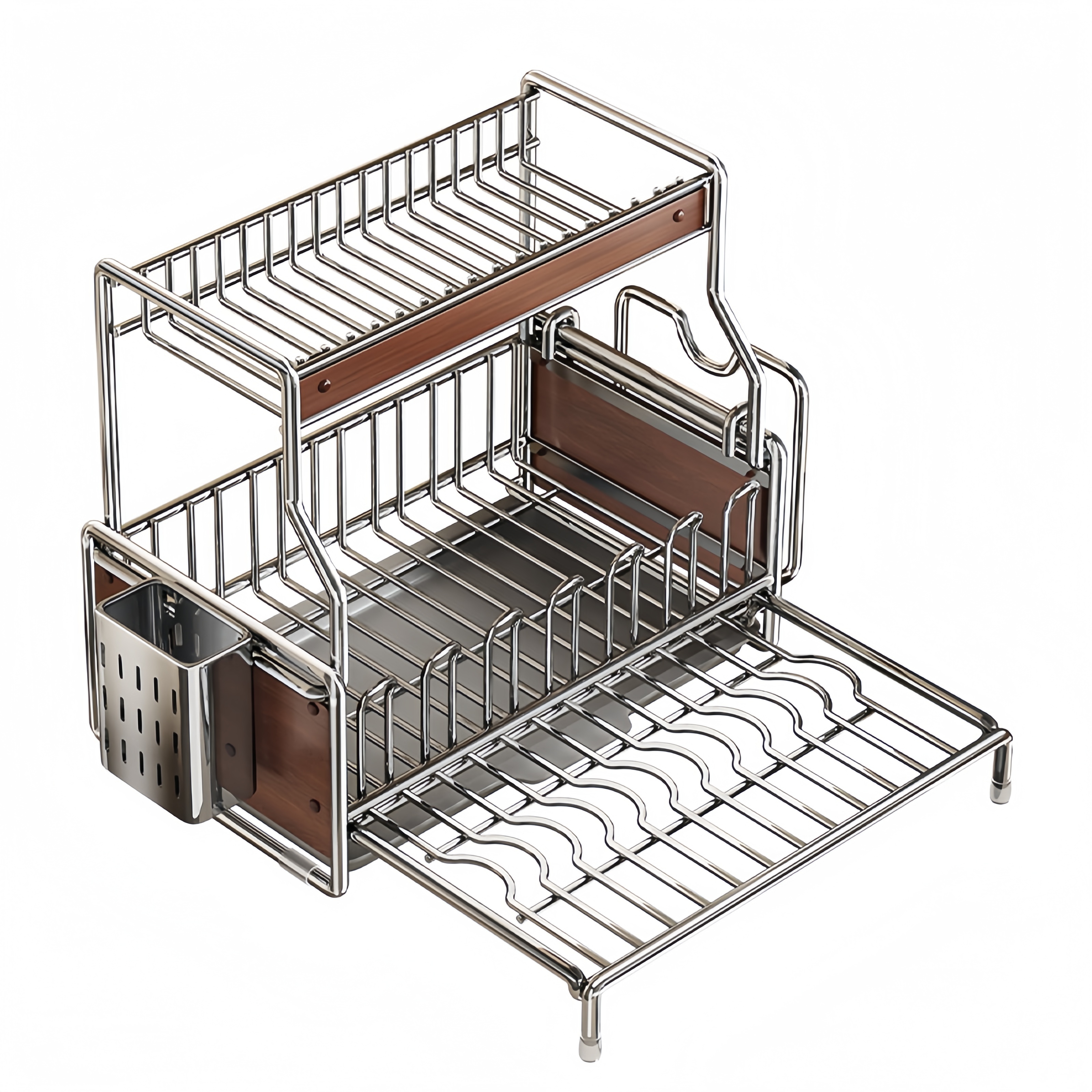 宁典中古风碗碟沥水厨房多功能置物家用碗盘碗筷纳台面碗碟沥水架 - 图3