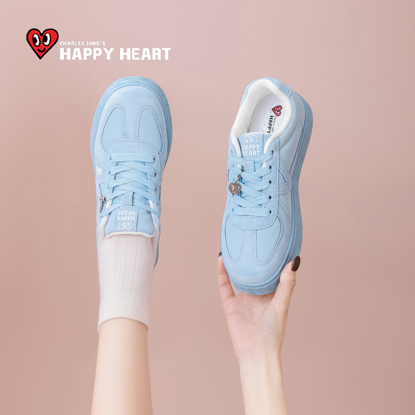查尔斯桃心蓝色德训鞋女款2025秋冬新款爆款板鞋运动鞋女鞋子百搭,淘宝优惠券,粉丝福利购,淘宝优惠卷