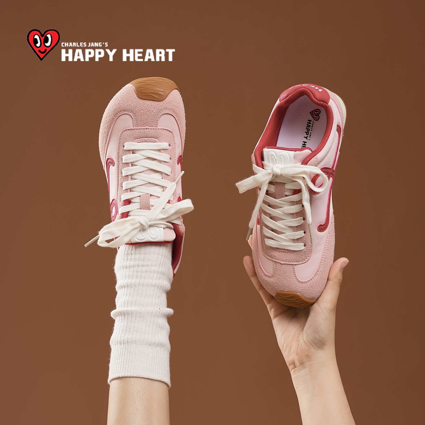 查尔斯桃心德训鞋女2026新款春软底阿甘复古女鞋休闲鞋粉色运动鞋,淘宝优惠券,粉丝福利购,淘宝优惠卷