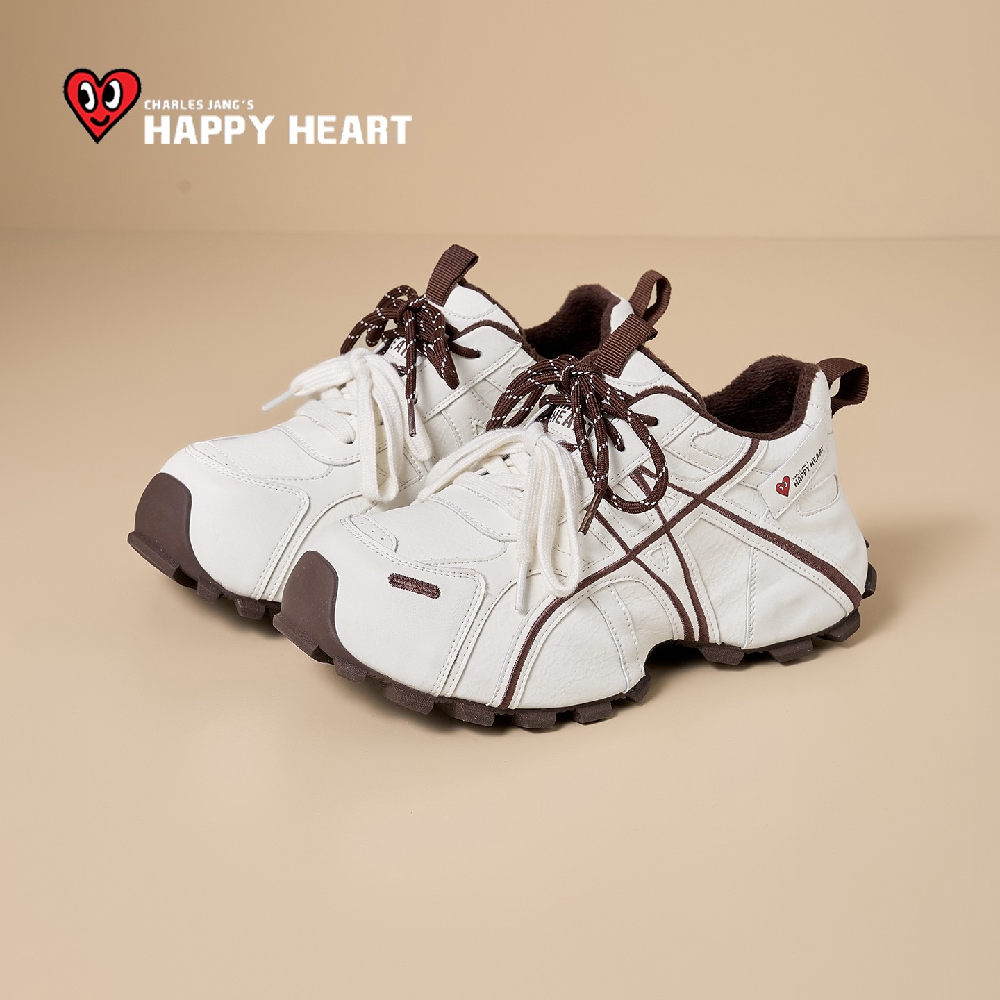 查尔斯桃心厚底增高加绒老爹鞋女款2025冬季新款女鞋白色运动鞋子,淘宝优惠券,粉丝福利购,淘宝优惠卷