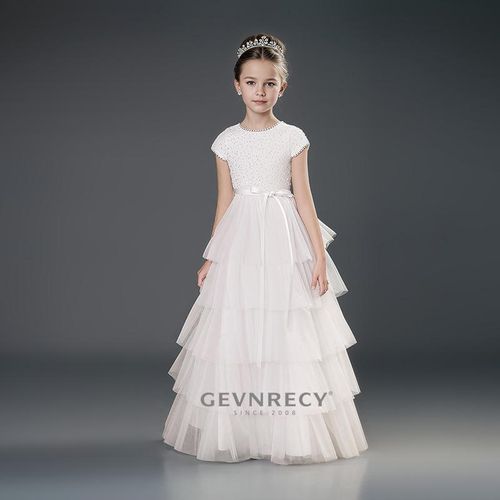 女童礼服2025新款高端白色蛋糕裙钢琴主持演出服儿童公主裙蓬蓬裙 - 图2