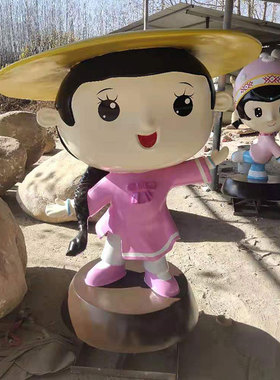 定制少数民族卡通人物雕塑玻璃钢迎宾招财雕像定做石膏彩绘订摆件