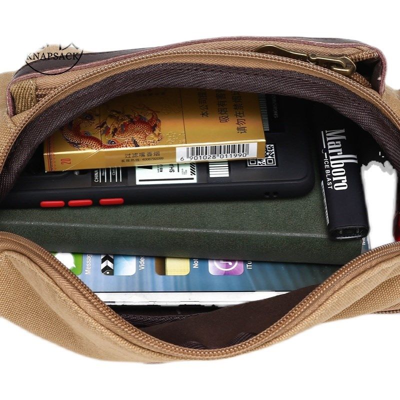 思牧男士手机腰包帆布大容量潮流休闲耐K磨胸包单肩斜挎收钱工具,淘宝优惠券,粉丝福利购,淘宝优惠卷