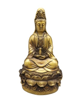 仿古纯铜观音佛像摆件q工艺品收藏大明宣德观世音菩萨居家装饰摆