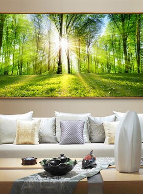 现代森林装饰画客厅卧室床头大树风景墙壁画长青树林挂画