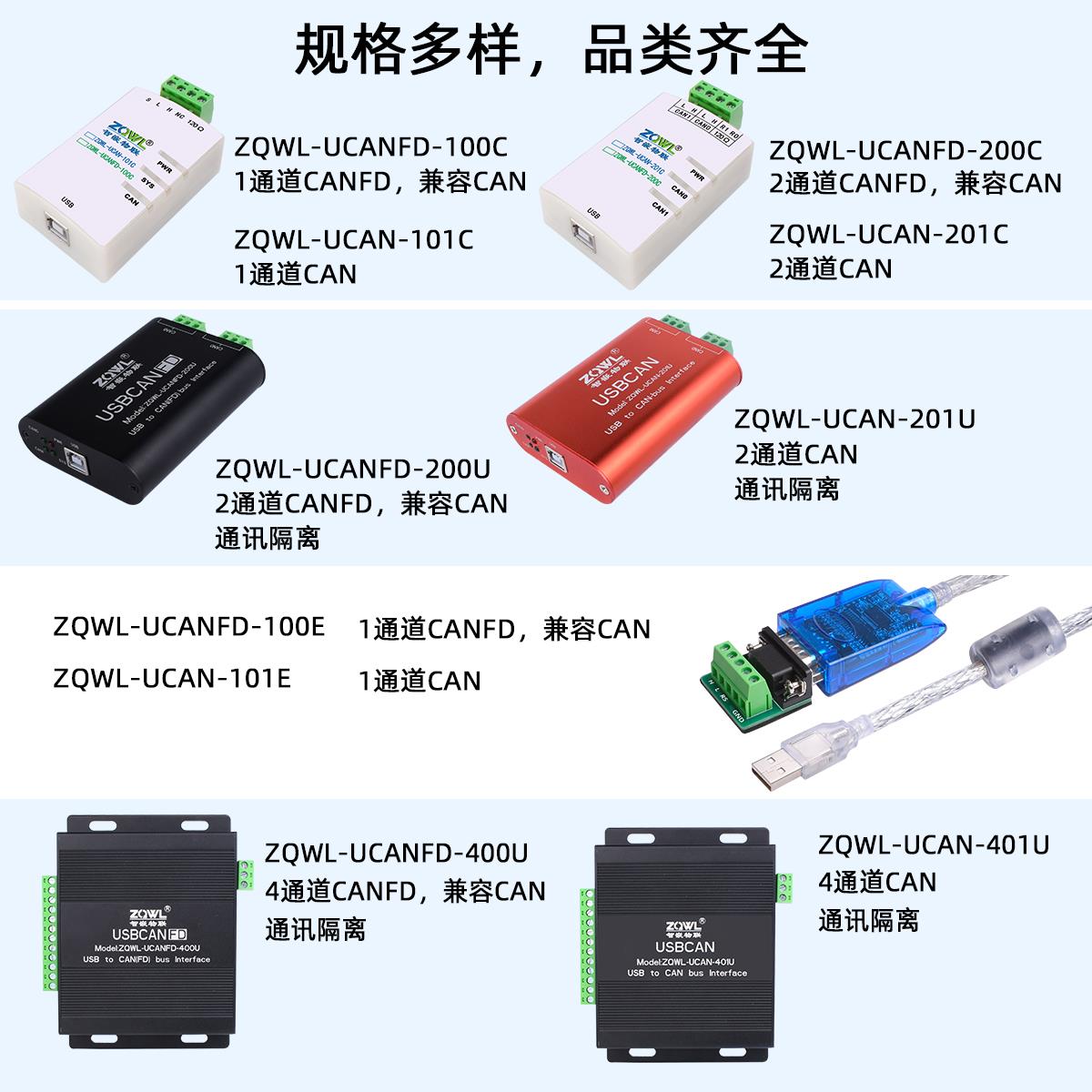 多通道 USB转CAN模块转换器CANFD总线分析仪CANopen J1939 OBDZLG - 图0