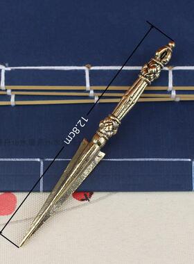 超长12.8cm纯黄铜金刚杵降魔杵摆件手持手把件三棱杵西藏族式用品