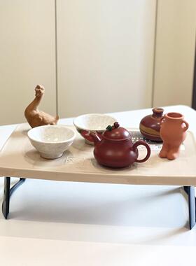 日本进口迷你折叠桌子便携户外露营小茶几车载烧烤桌宿舍床上桌板