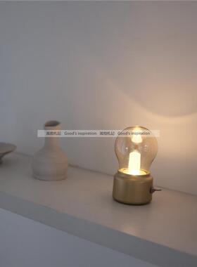 复古小灯泡 ins韩国桌面装饰卧室小夜灯USB灯发光摆件工业风玻璃