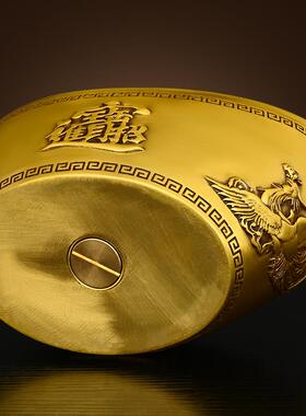 纯黄铜元宝摆件金元宝存钱罐招财家居客厅办公室装饰品开业乔迁礼