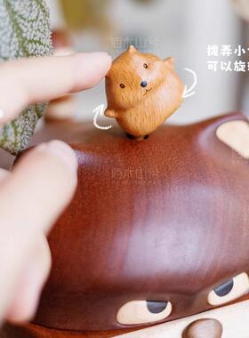 暴暴闹闹实木创意收纳盒可爱摆件杂物首饰钥匙玄关生日送朋友礼物