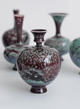三生器物新品手工多彩小号茶席花瓶禅意花器中式风陶瓷摆件小花瓶