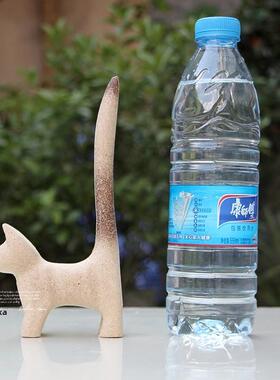 长尾小猫装饰品木毛毛坯白色DIY绘画着色材料材料桌面装饰