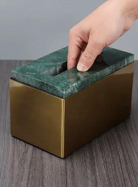 稀缺质感现代简约轻奢大理石纸巾盒摆件家居收纳盒客厅餐厅桌面抽