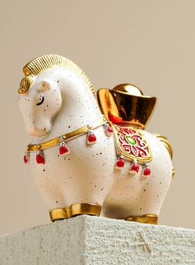 稀缺质感创意国潮马上有钱摆件家居装饰品客厅电视柜酒柜玄关乔迁