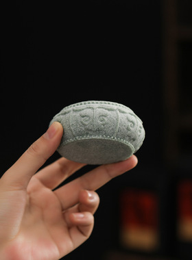 稀缺质感石敢当圆形石墩圆墩石狮子底座盆栽花园工艺石垫禅意摆件