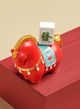 稀缺质感国潮马上有财马摆件办公室玄关装饰摆件年会送客户伴手礼