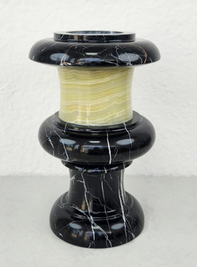 稀缺质感中古大理石花瓶摆件烛台杯摆件样板间酒店茶几何形花器