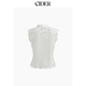 CIDER lace shirt lapel hollow slit vest disc button sleeveless top 114497602