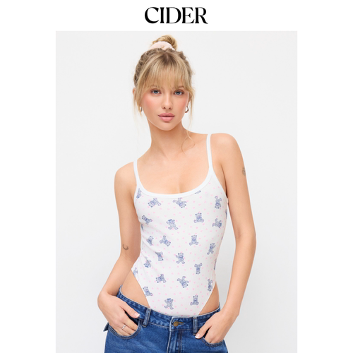 CIDER棉混纺小熊印花U领紧身衣115105559 - 图0