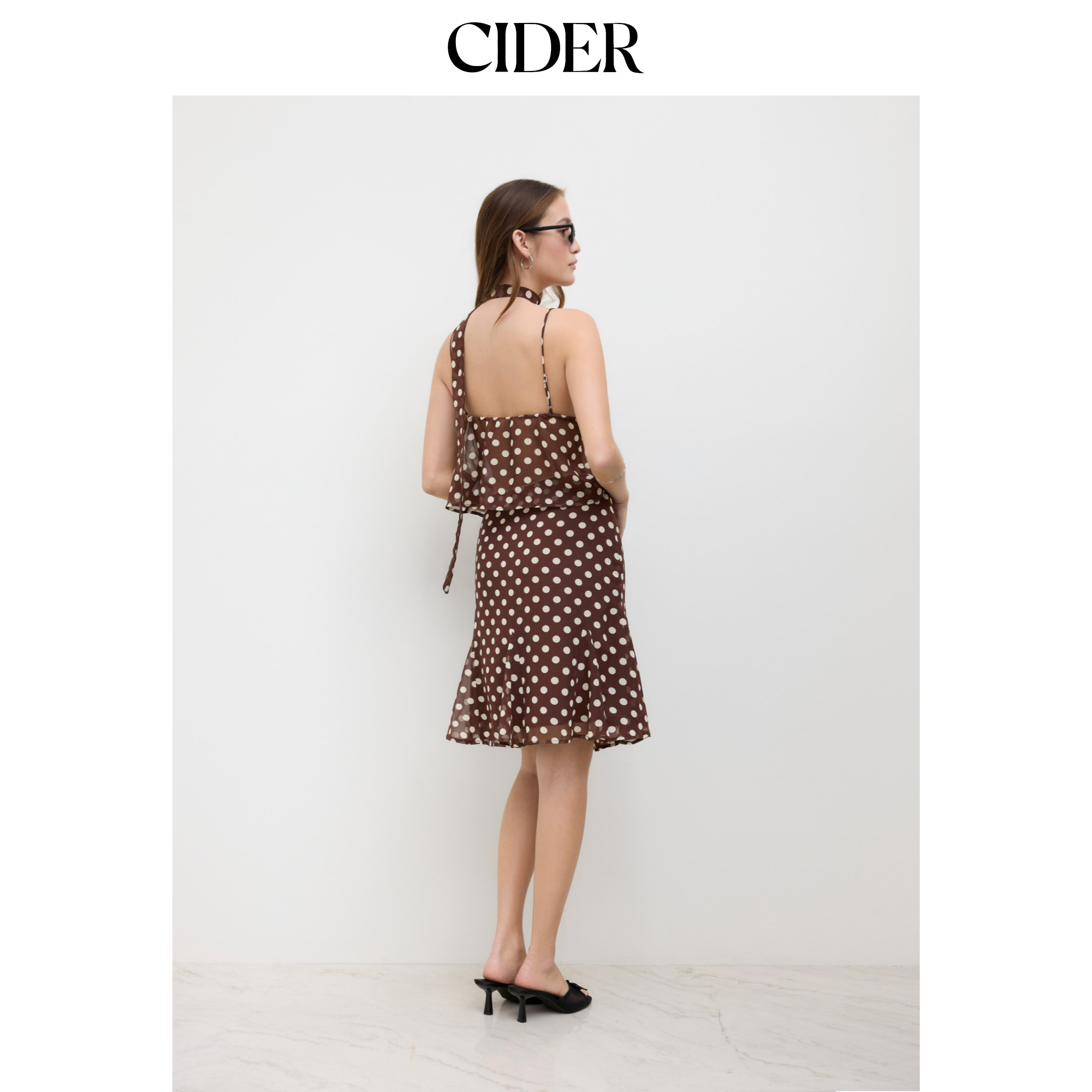 CIDE波点短款系带设计感雪纺美式复古小吊带上衣配丝巾114368171,淘宝优惠券,粉丝福利购,淘宝优惠卷