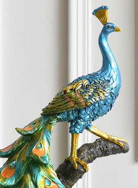 家居桌面孔雀电视柜玄关装饰树脂工艺品摆件