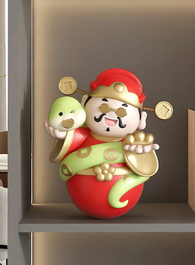 2025蛇年不倒翁财神爷摆件手办店铺前台收银台装饰吉祥物新年礼物