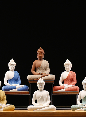 禅意如来佛像摆件摆件陶瓷佛像释迦摩尼阿弥陀佛药师佛三宝佛坐像