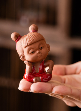 敦铭堂个性哪吒茶宠摆件精品创意可养紫砂茶玩个性茶具茶盘配件