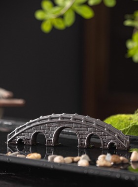 古风建筑陶瓷廊桥石拱桥梁古桥微景观沙盘造景假山鱼缸装饰品摆件